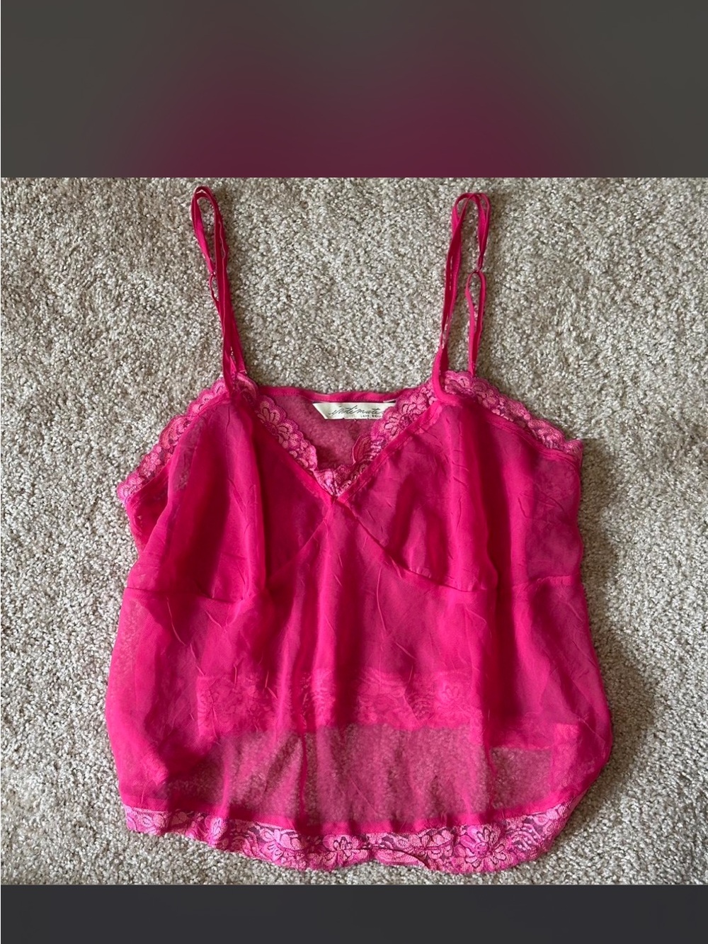 LANE BRYANT Fuchsia Lace Trim Camisole Tank Top